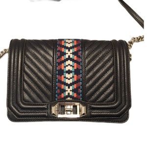 Rebecca minkoff chevron quilted blue leather bag
